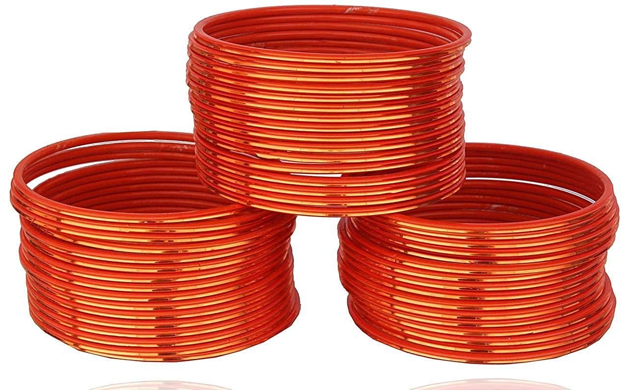 Oneness Plane Glossy Metal Bangles Set for Women and Girls - (Pack of 48 Bangles) _Available in Many Colours-image-27