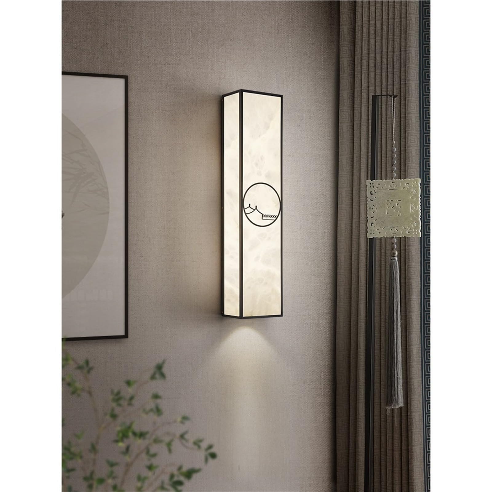 Applique da parete Lampada in marmo di rame lunga e stretta, for hotel, casa, soggiorno, illuminazione decorativa