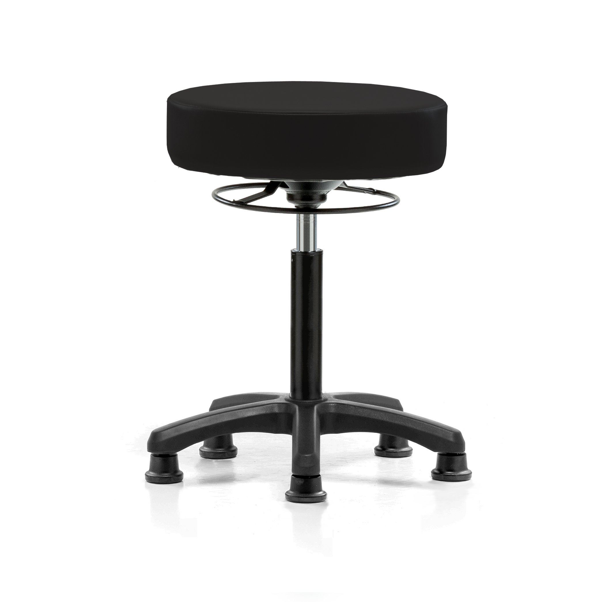 Perch Lab Stool, Glides, 20.75-27.75", Black Vinyl