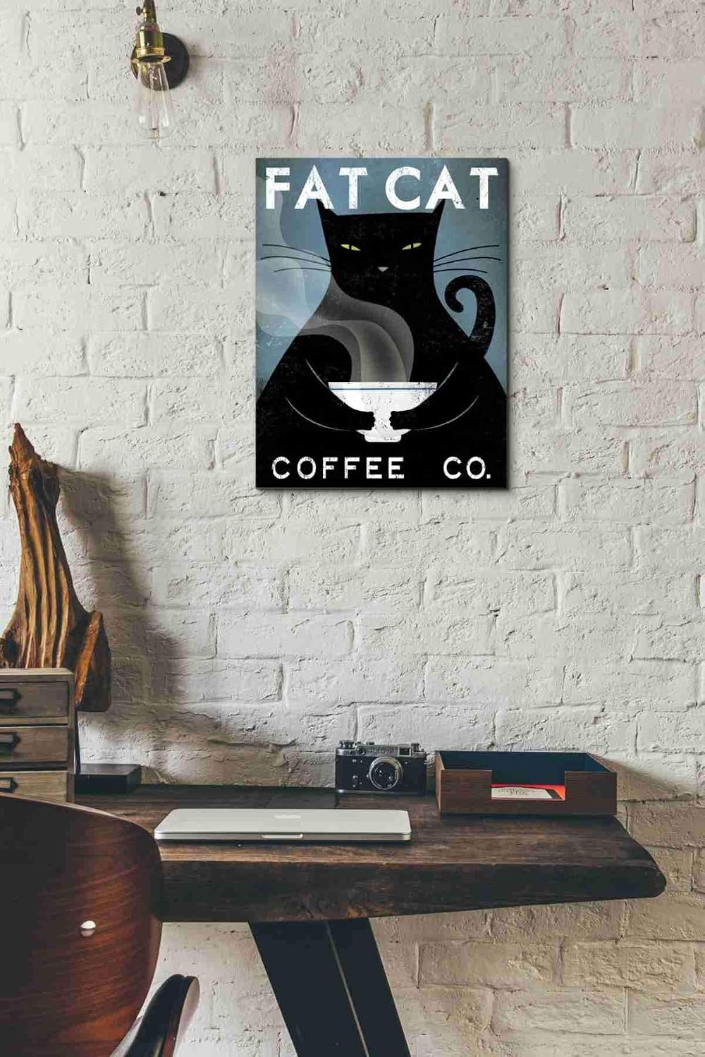 Epic Graffiti 'Cat Coffee no City' by Ryan Fowler, Canvas Wall Art, 12"x16"