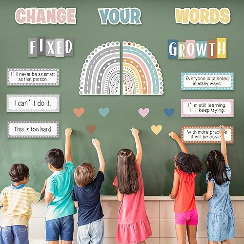 Miniatura 7 de 40 pósteres de mentalidad de crecimiento, afirmaciones positivas, decoración de pared para aula, carteles motivacionales con lemas positivos para