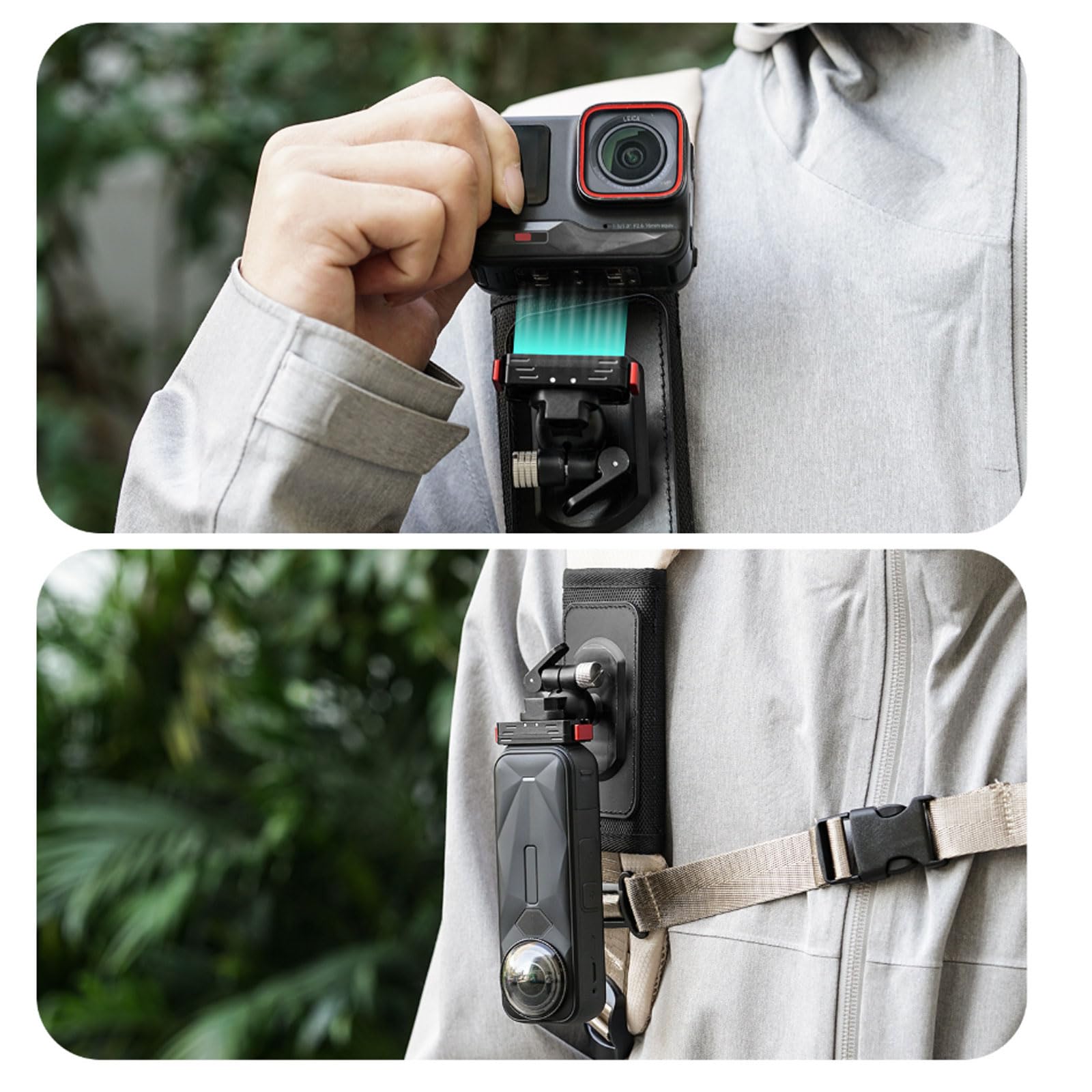 Ajuste de ángulos flexibles, clip de mochila para cámara deportiva, accesorio de fotografía, cómodo de llevar, soporte de montaje en el pecho