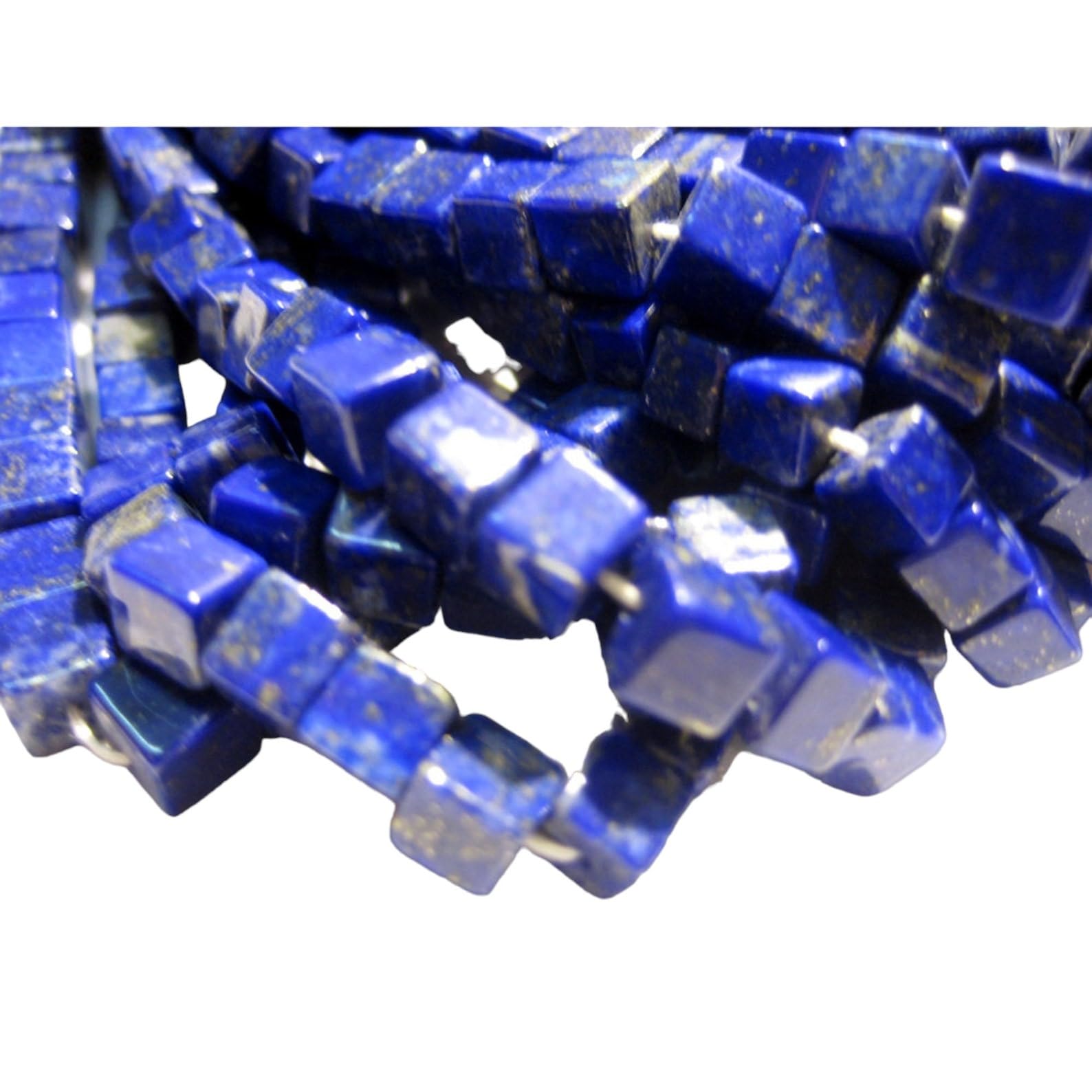 Perles cubiques de lapis-lazuli naturelles 5 mm pour fabrication bijoux DIY collier bracelet