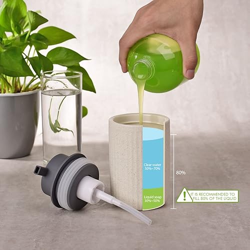 Miniatura 5 de Dispensador de jabón de espuma de cerámica para cocina, encimeras de baño y fregadero, 13.5 fl oz (13.5 oz Beige)