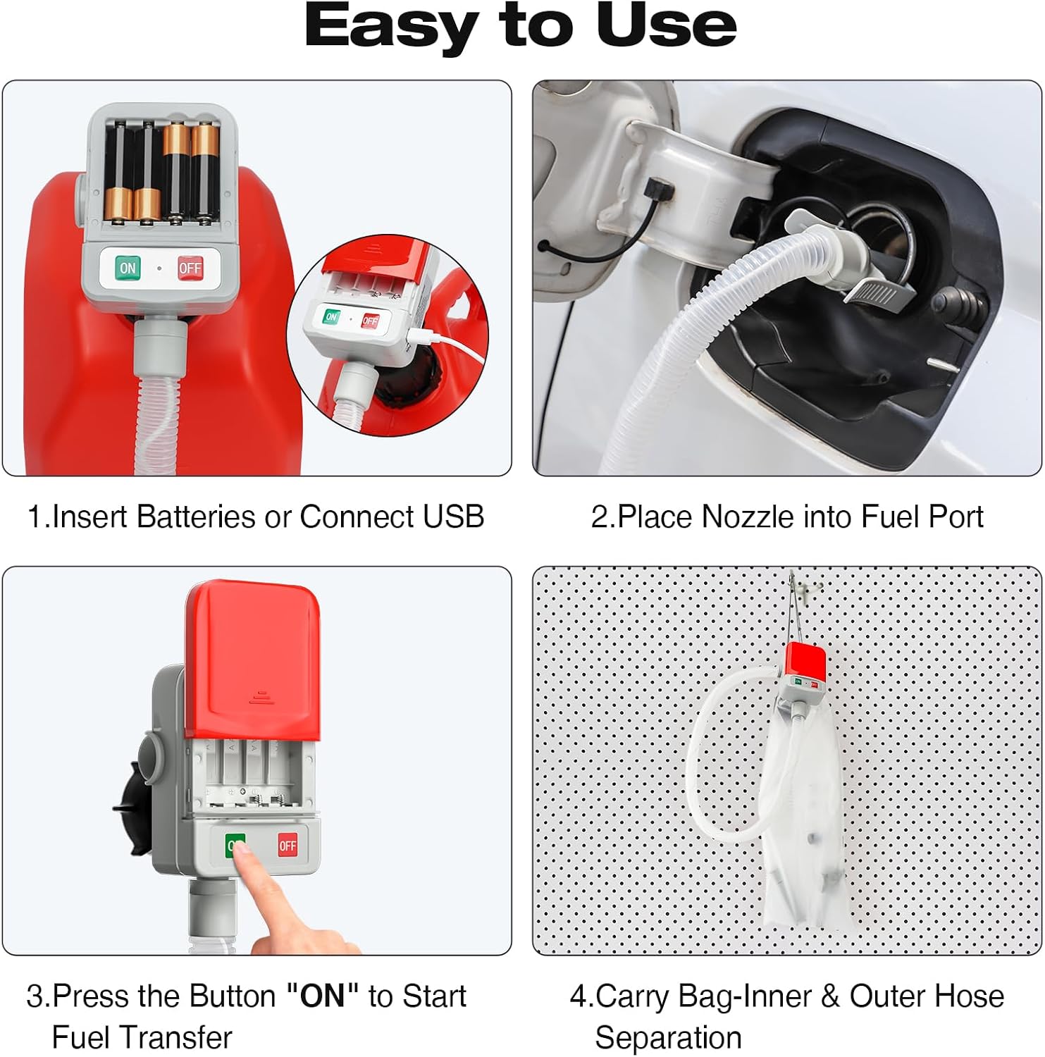 Fuel Transfer Pump, 3.2 GPM Gas Can Pump with Auto-Stop
