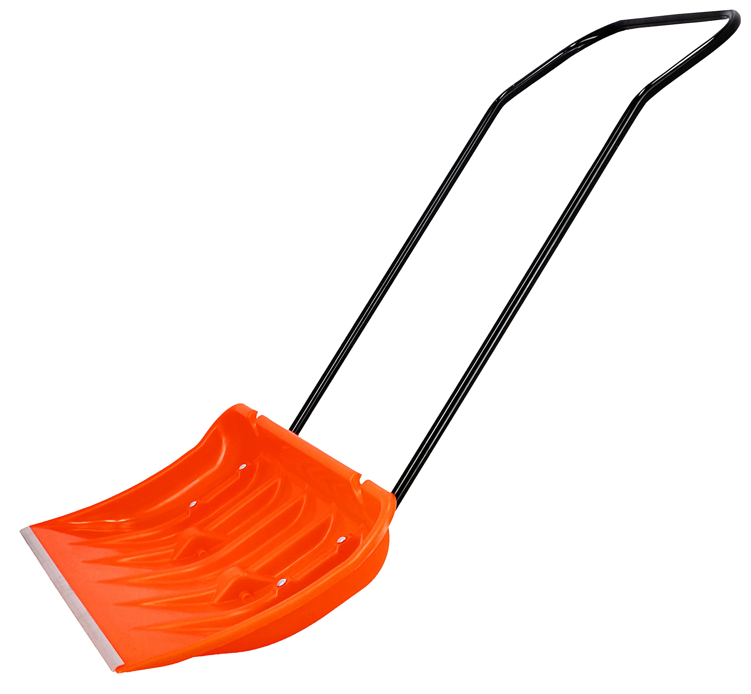 KOTARBAU® Pala da neve con ruote, pala da neve, 80 cm, con bordo in alluminio, con manico in metallo, colore: arancione