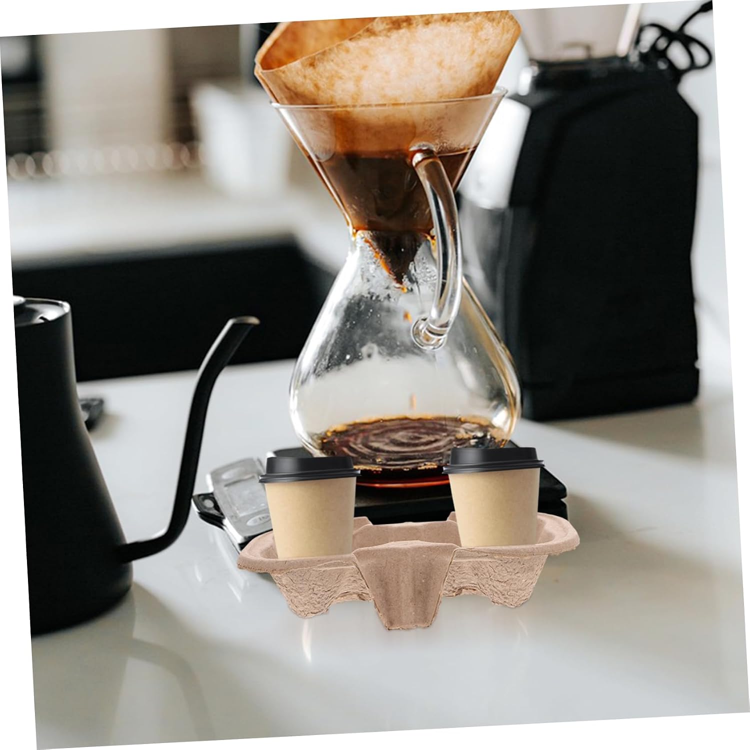 SOLUSTRE Disposable Cup Holder for Outdoor Takeout Packing Holder Cup Tray for Juice Shops Restaurants