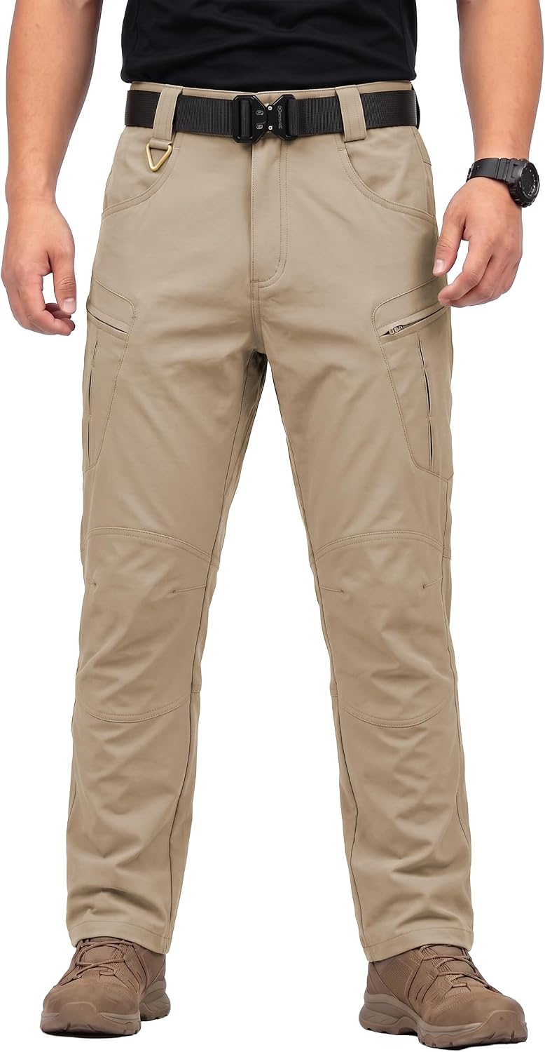 Men's Stretch Tactical Pants Lightweight Hiking Cargo Pants Water Resistant Multi Pocket Casual Outdoor Work Pants (No Belt) image 2