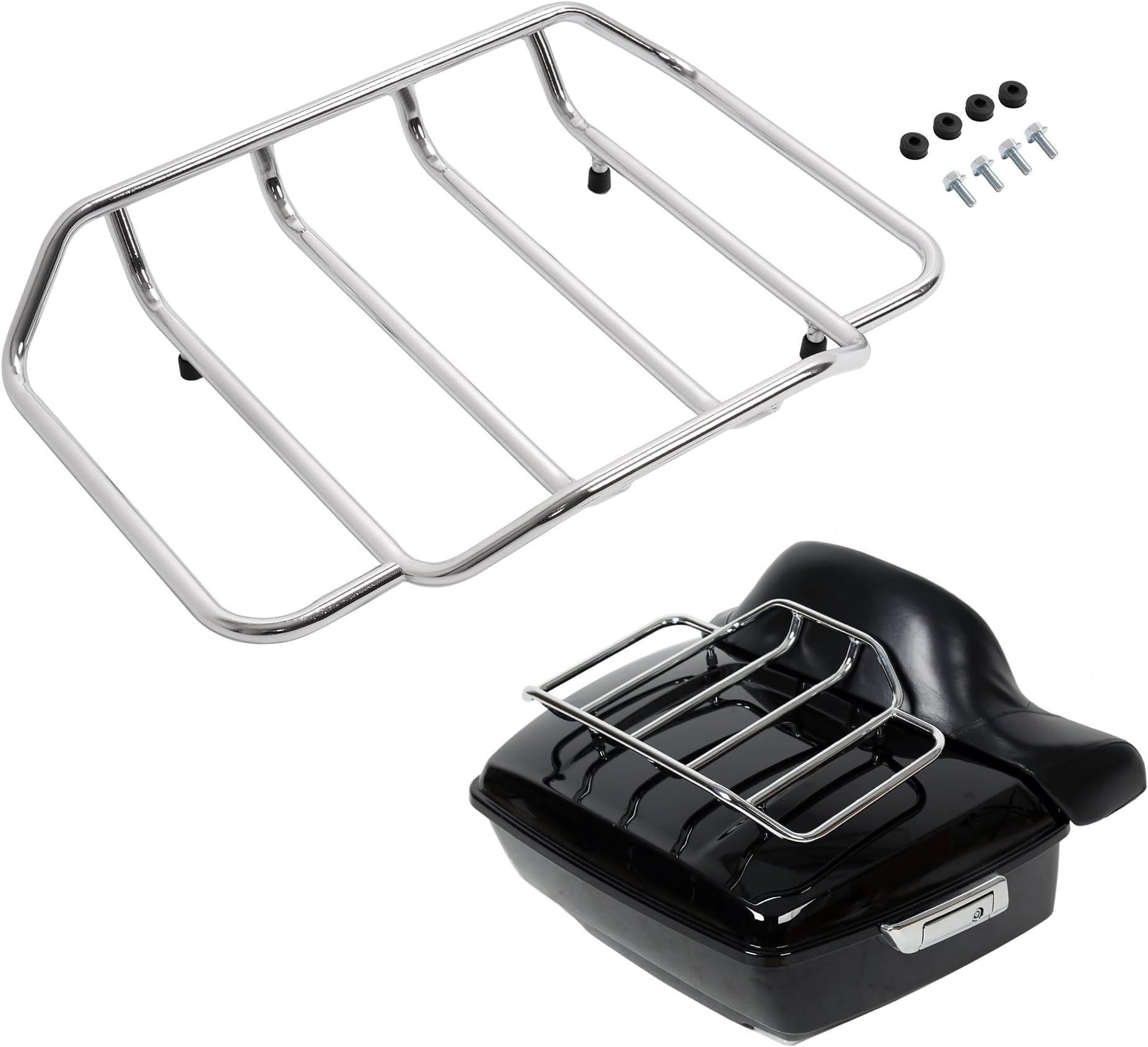 ECOTRIC Motorcycle Trunk Luggage Rack Trunk Top Rack Rail Compatible with Harley Davidson Touring 1984-2024 Street Glide CVO Replacement for 53665-87 Fit for Chopped Razor