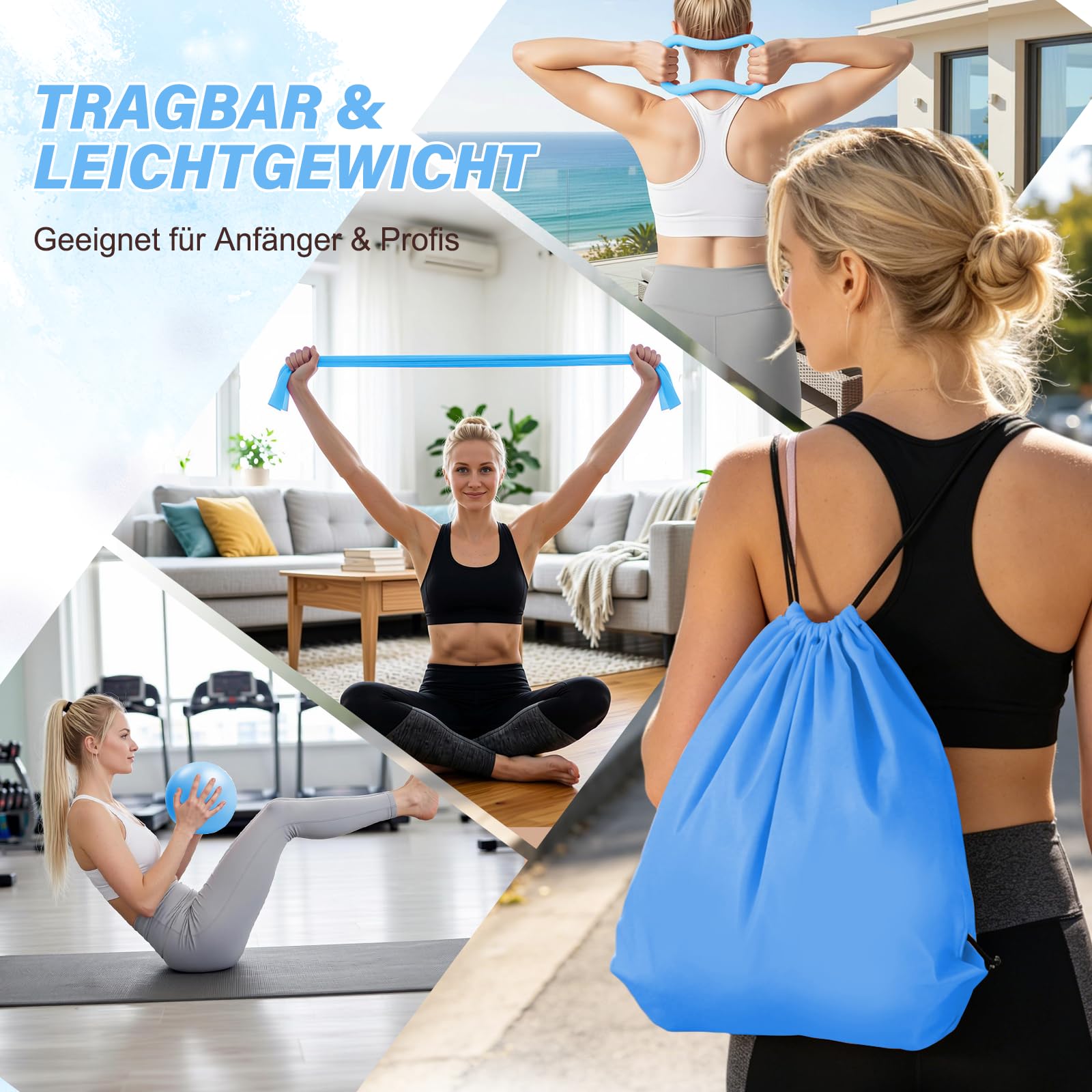 Set Pilates - Set di anelli da pilates da 13 pezzi, con palla da pilates, fasce per fitness, cintura da yoga, calzini da donna, set pilates per casa, attrezzatura sportiva per forza