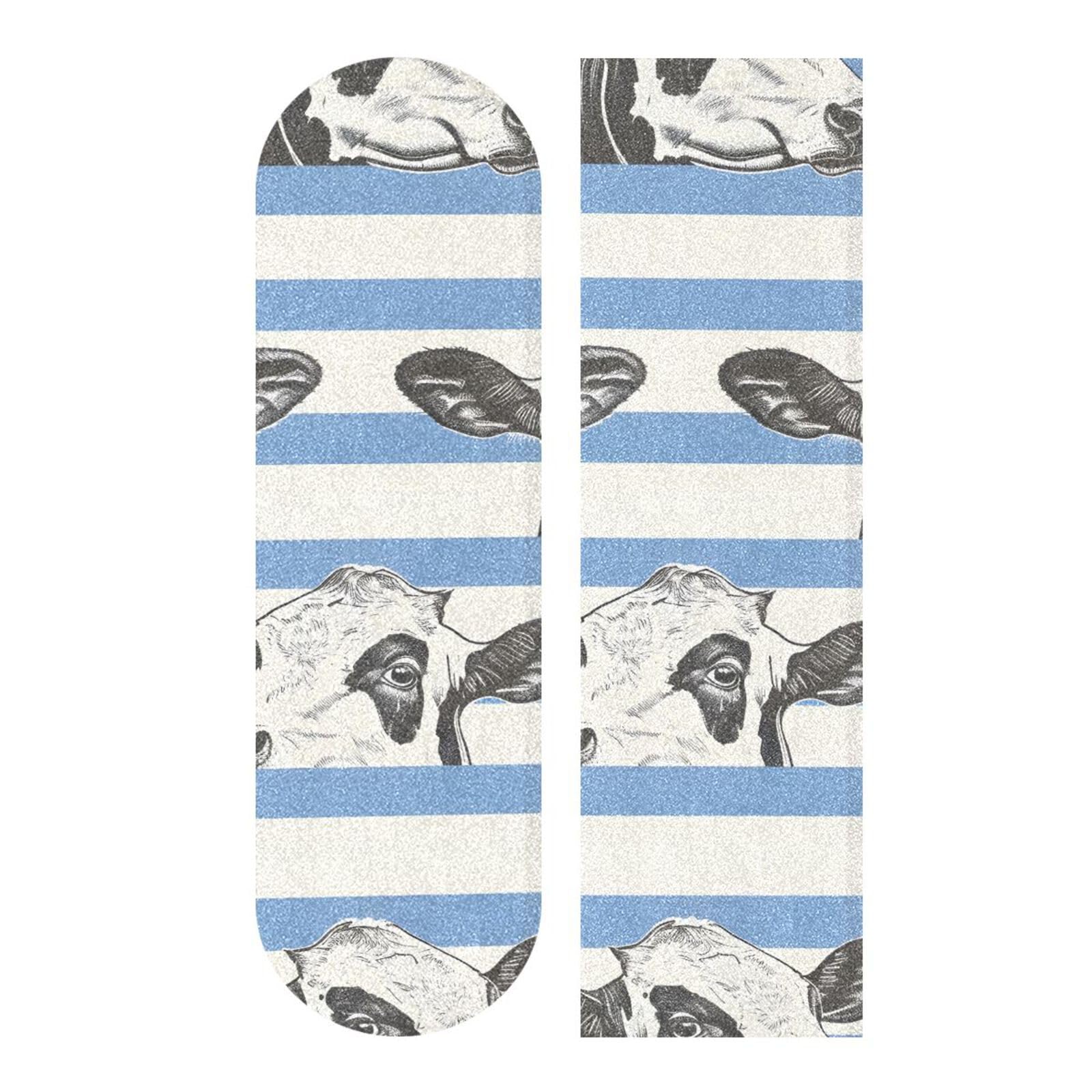 ALAZA Cows Blue White Striped Skateboard Grip Tape Sheets Longboard Grip Tape 44