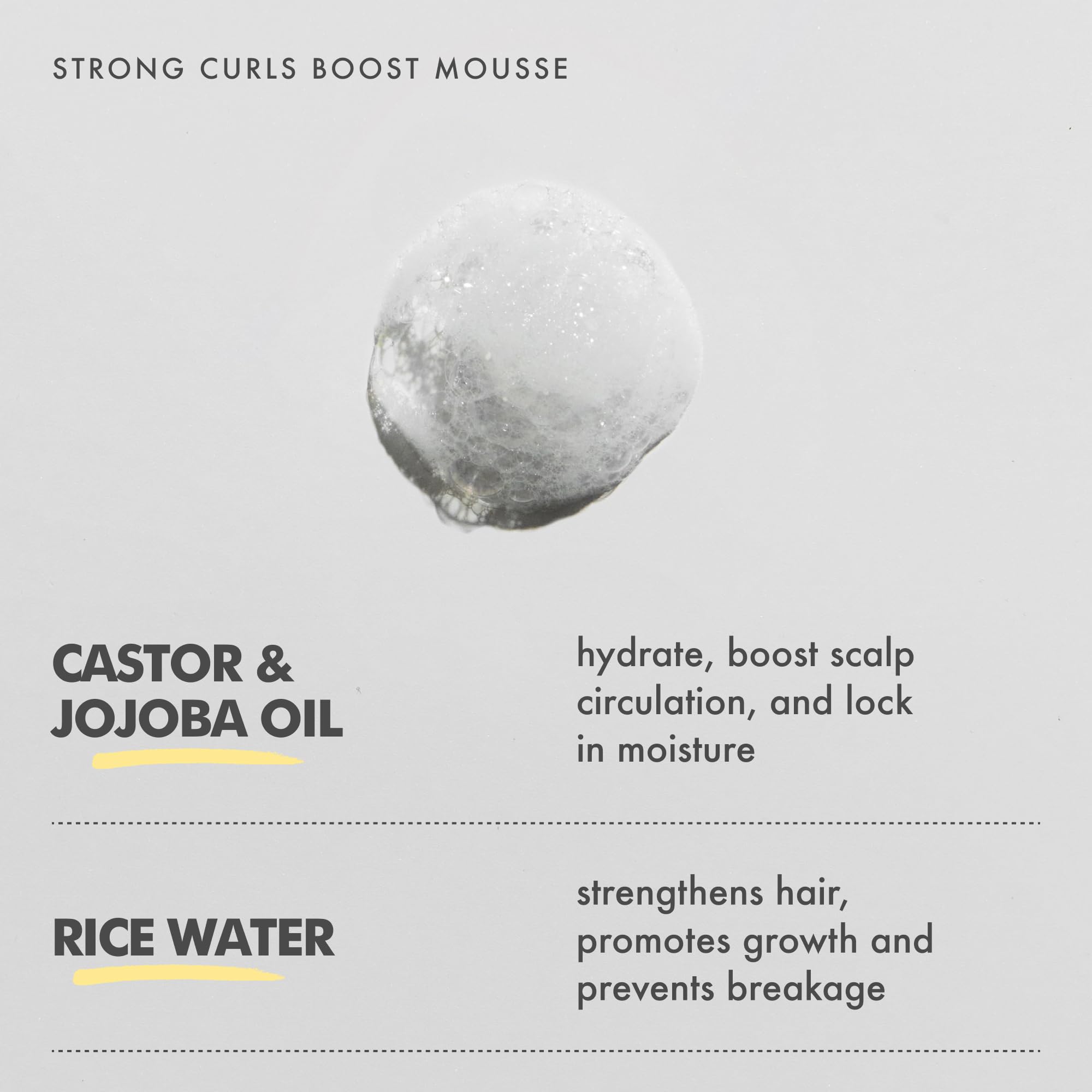 Umberto Giannini Strong Curls Mousse coiffante à l'huile de romarin pour cheveux bouclés, bouclés et ondulés – Comprend de la biotine – Sans sulfate et végétalien