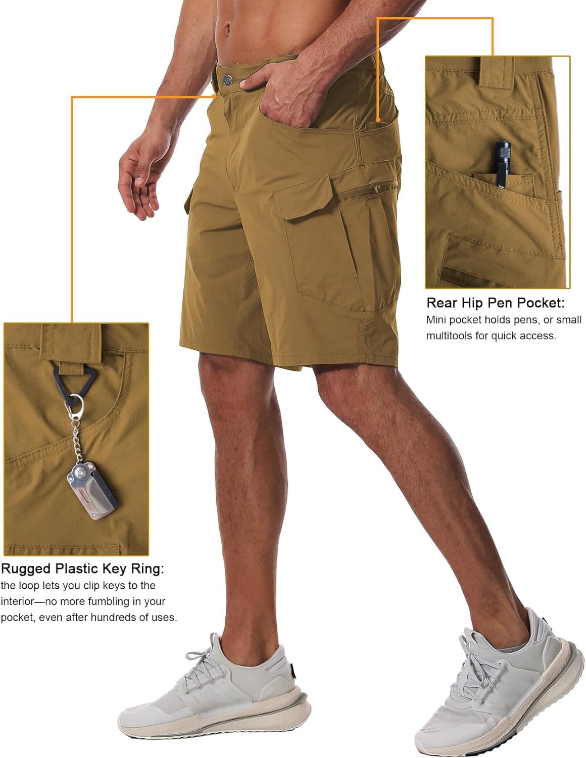 AUTIWITUA Men's Hiking Cargo Shorts Quick Dry 9" Lightweight Tactical Work Shorts with Pockets(No Belt) - Image 3