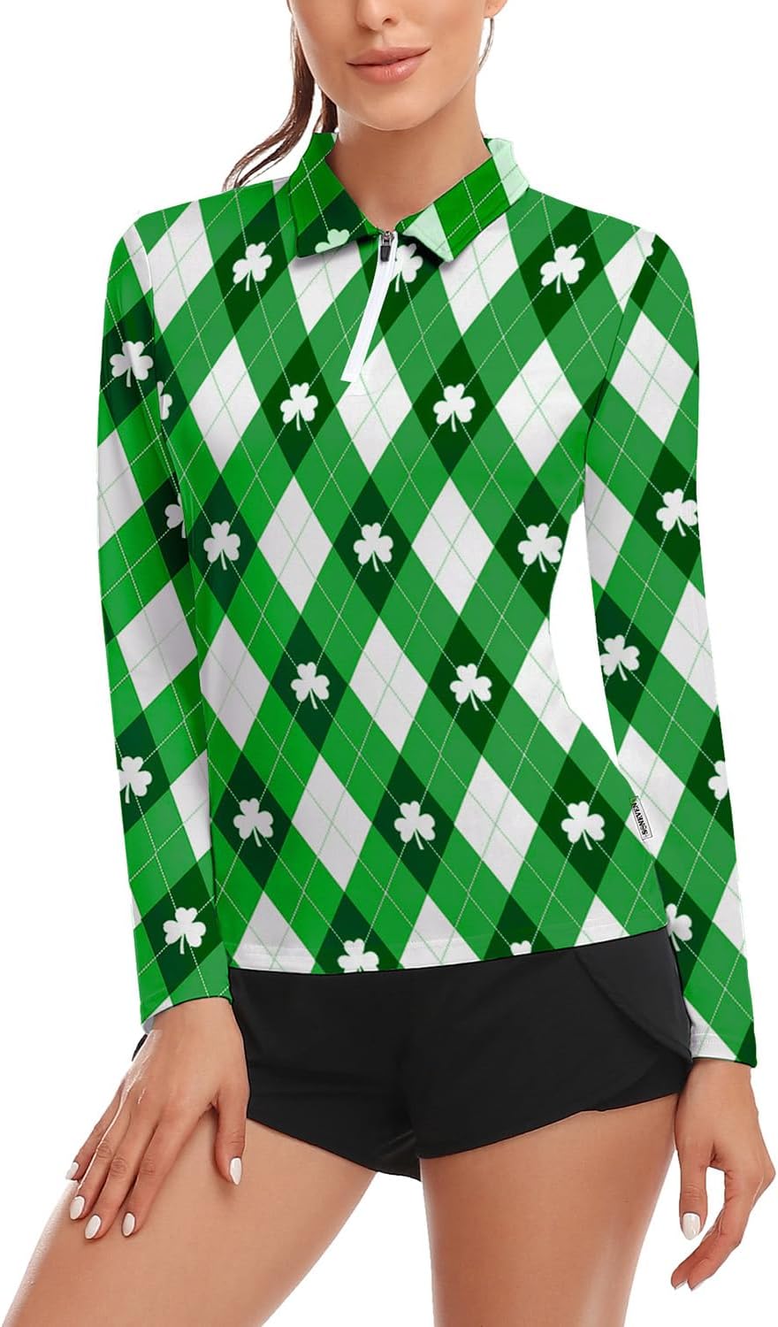 Soneven Womens Long Sleeve Polos 1/4 Zip Moisture Wicking Collared Golf Shirt Slim Fit for Casual Work