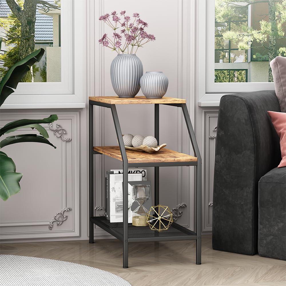 Vicco Tavolino da salotto Fyrk, Rovere rustico, 30 x 60 cm con 2 scomparti aperti, utilizzabile per l'ampliamento di superfici di lavoro o di appoggio
