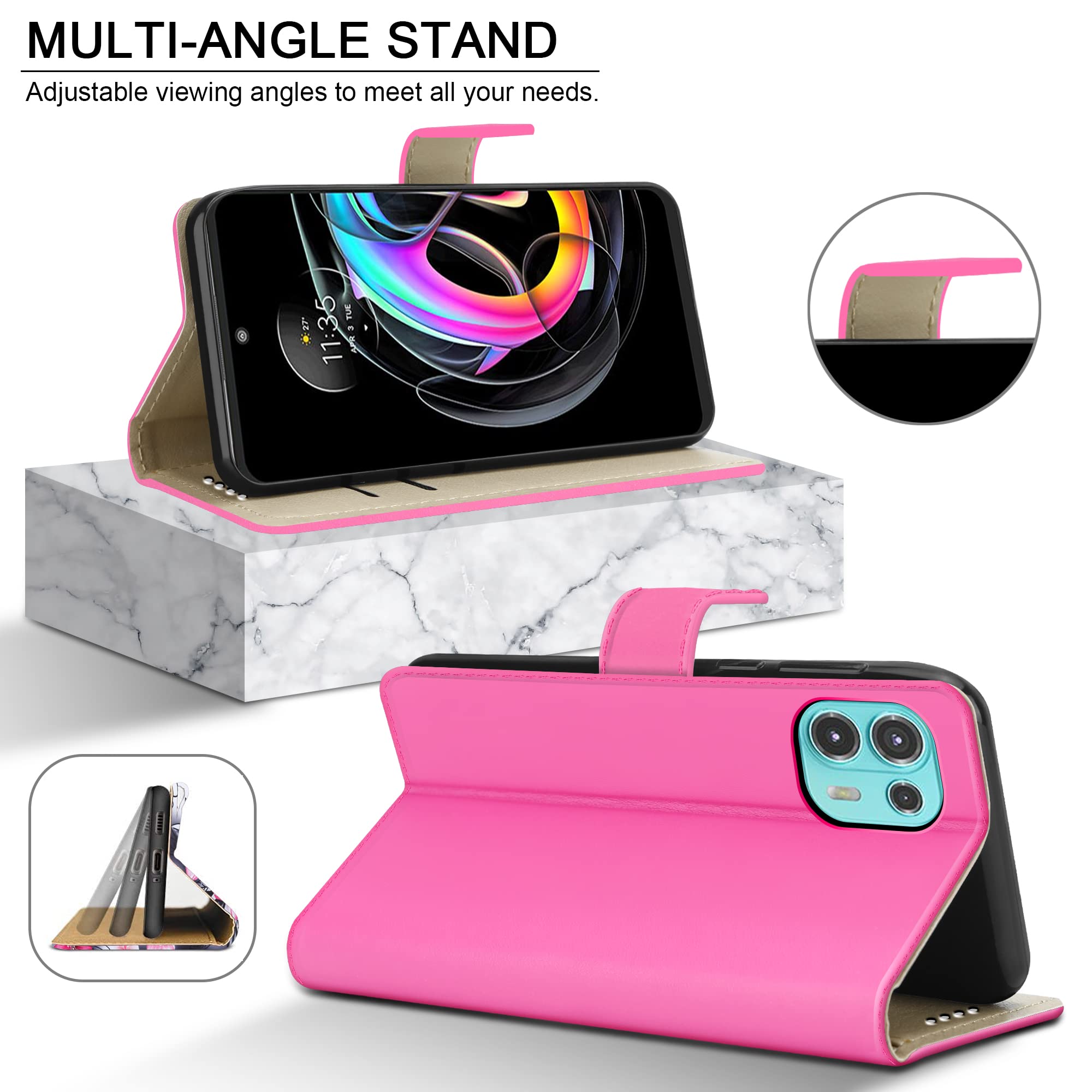 PIXFAB Custodia a portafoglio in pelle per Motorola Edge 20 Lite 5G