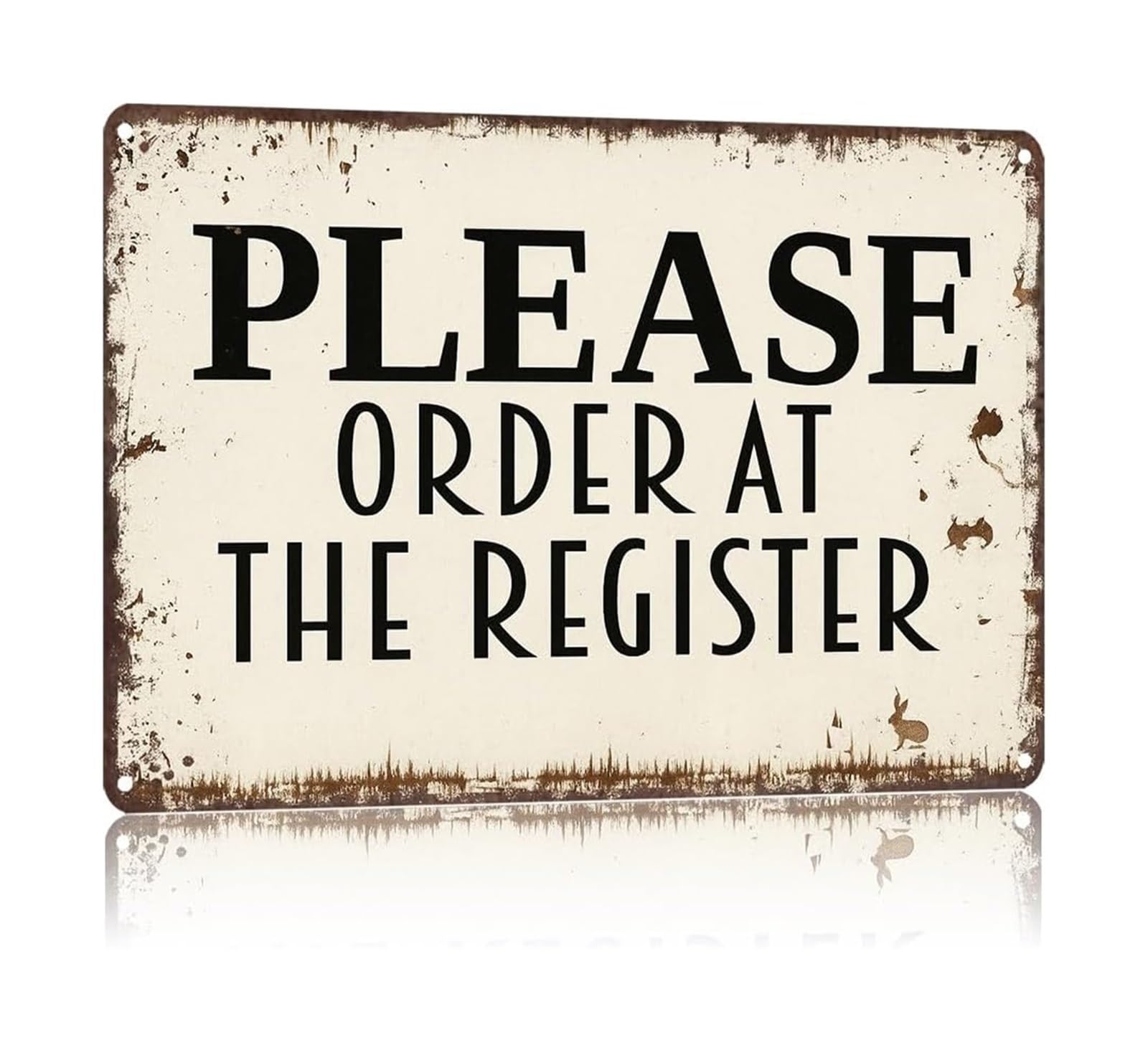 MQXFCZUX Funny Order Here Sign Vintage Tin Plaque Register Signage for Retail Shop Counter Cafe Office Kitchen Humorous Warning Wall-Art Decor 8 X 12 inch