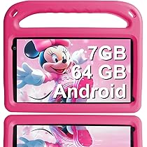 GOODTEL Tablet Android da 7 pollici｜Sistema Android da 7 GB + 64 GB di memoria｜Bluetooth｜GPS｜Doppia fotocamera ｜Giochi educativi｜ Gestione del tempo｜EVA Custodia antigoccia (Rosa)