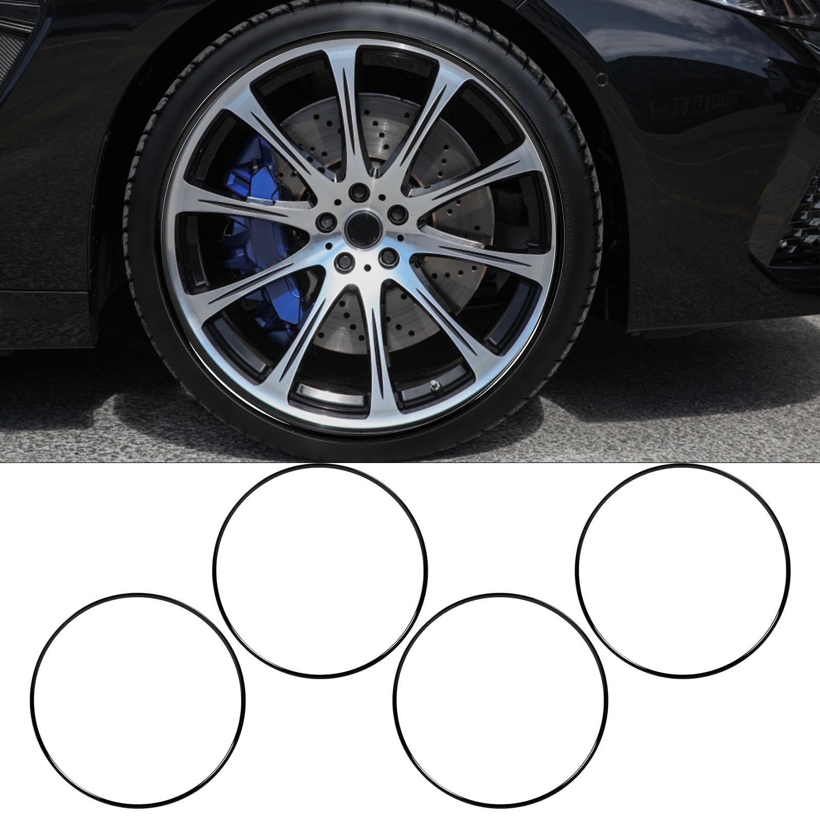 Akozon Anneau de Protection de Jante de Roue de 21 Pouces, en Alliage D'aluminium, Anti-Rayures, Anti-Collision, Garniture de Protection Auto-adhésive pour Voitures