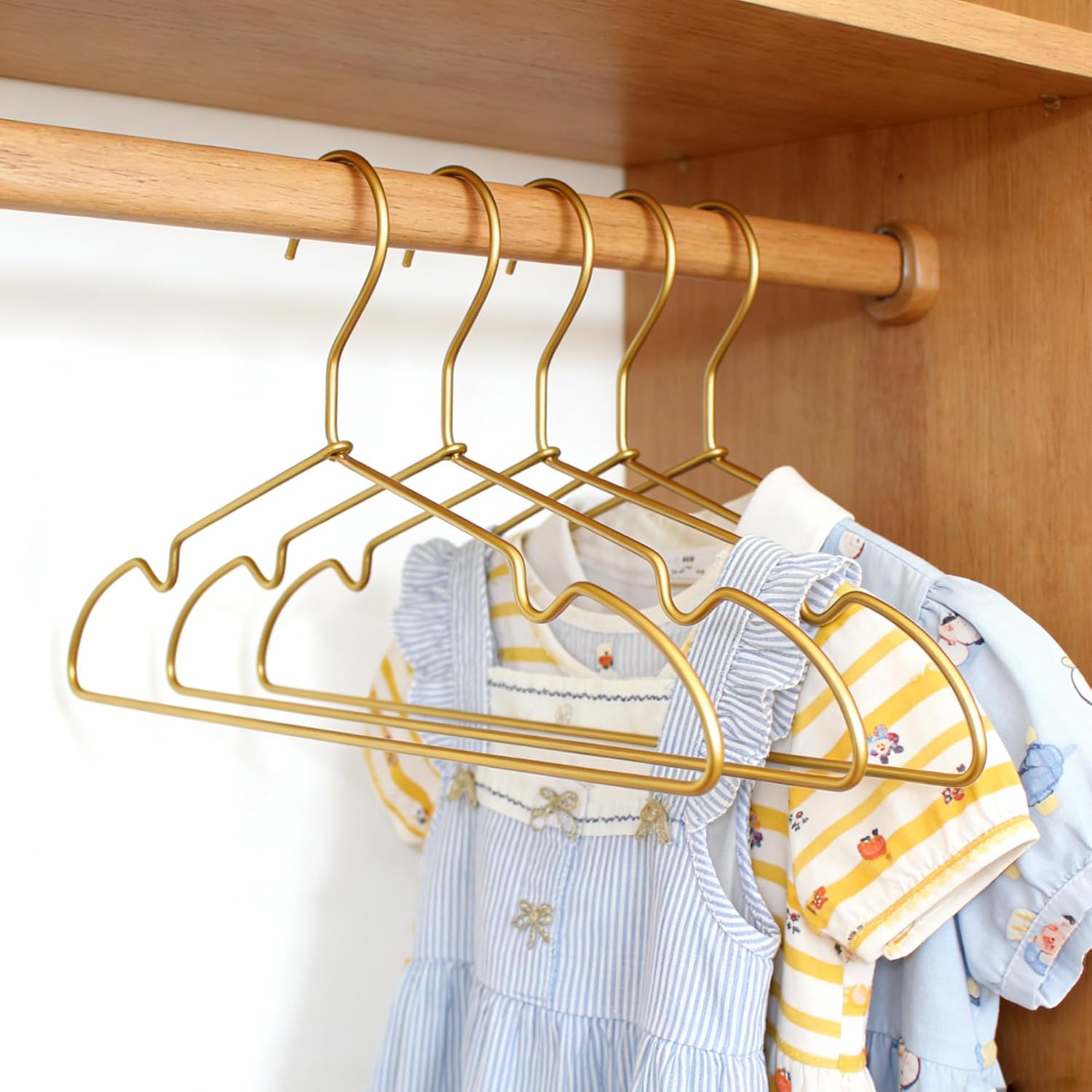 12.6” Gold Matt Metal Coat Hanger, 30PCS, Children Standard Suit Hanger, Clothes Hangers for Closet Toddler Infant Newborn Kids Hangers, Space Saving Baby Clothes Hangers