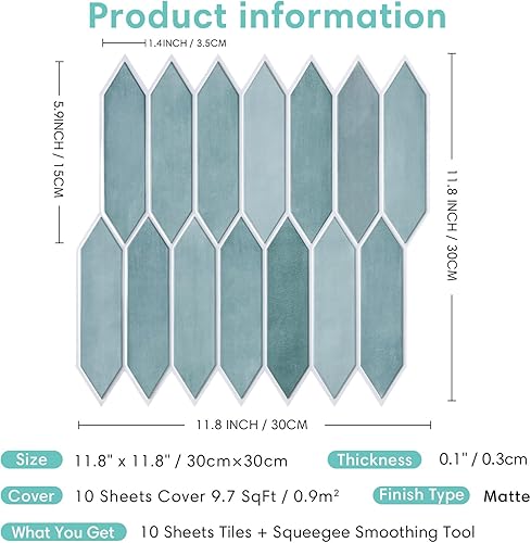 Miniatura 6 de 10 azulejos adhesivos de PVC mate de 11.8 x 11.8 pulgadas, ultralivianos y finos de PVC 3D, para despegar y pegar, para cocina, sala de estar,