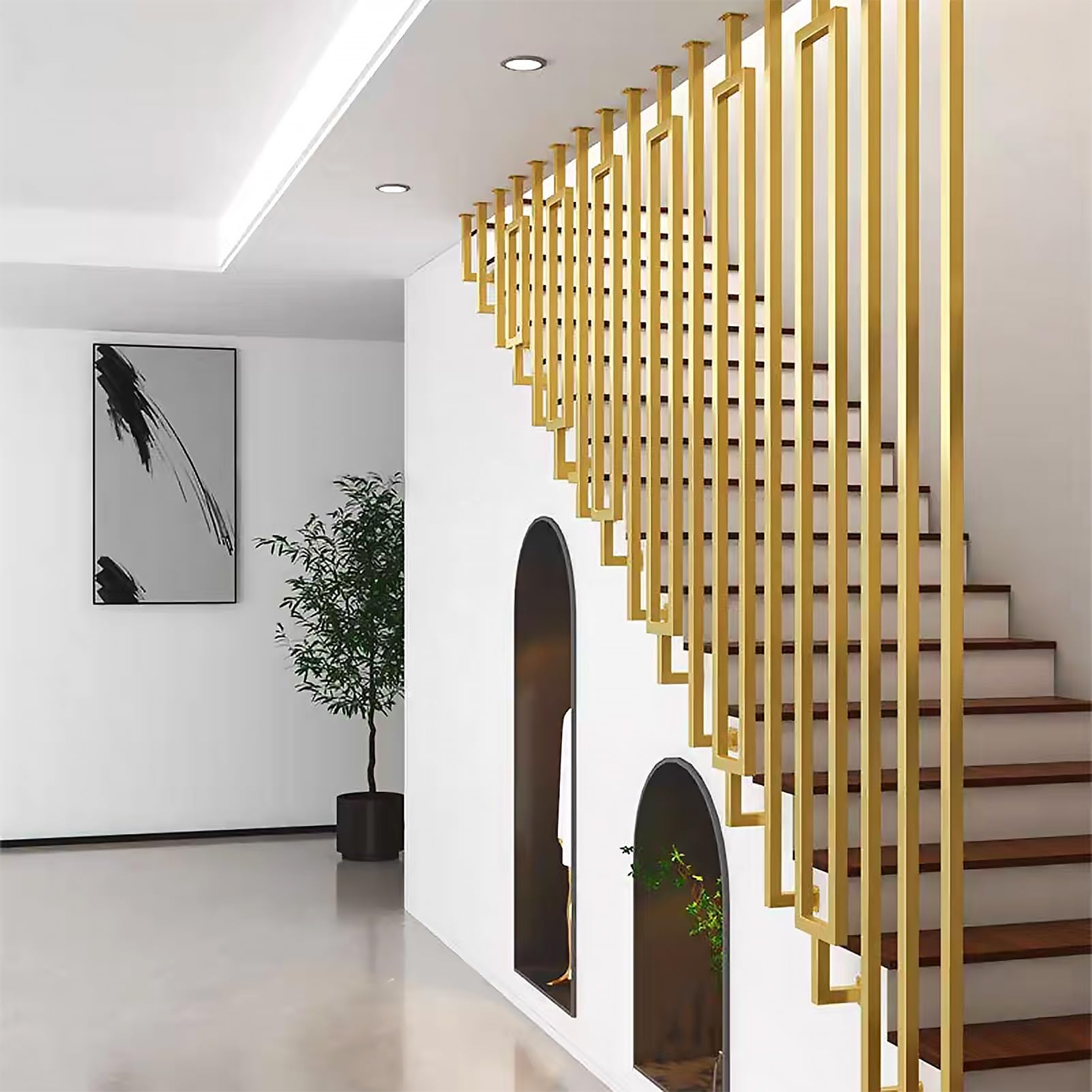 Garde-corps d'escalier en tube carré pour sécuriser l'accès de maison