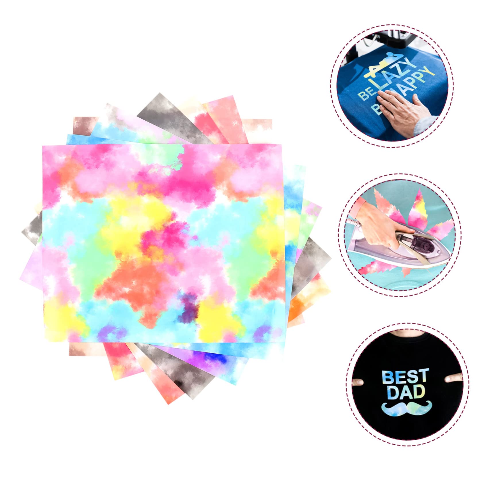 HOMSFOU 2 Sätze Teiliges Tie Dye Heat Transfer Vinyl Langlebige Bügelfolie Für Diy Shirts Vielseitig Verwendbar Für Textilien Sichere Und Praktische Plotterfolie Für Kreative 7 Stück * 2