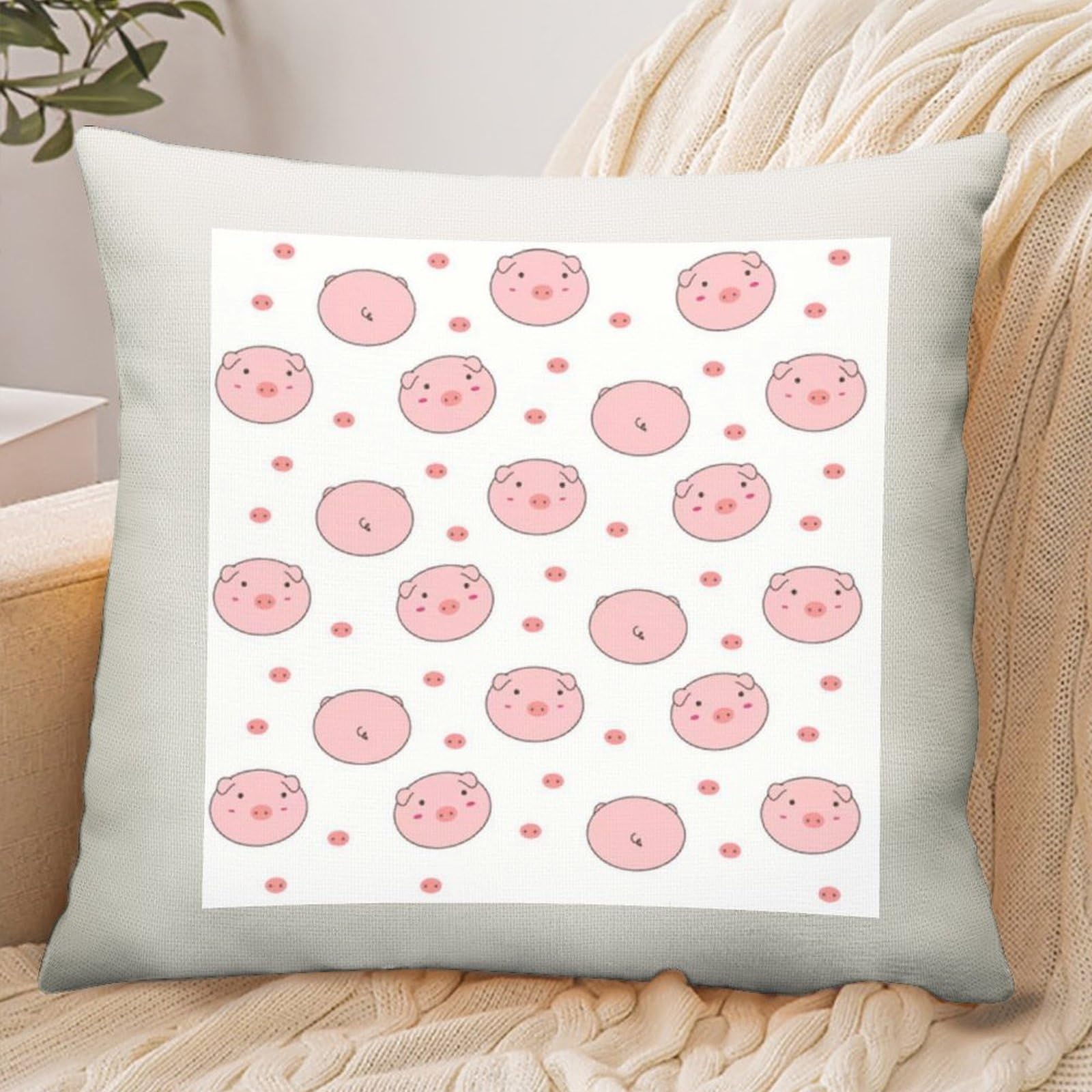 Adfgyerh Style Smiling Pillow Cover Breathable,Pillowcases Boho Decorative Envelope Closure,Throw Pillow Covers For Beach,Patio,Balcony,Couch Living Room 18 * 18In