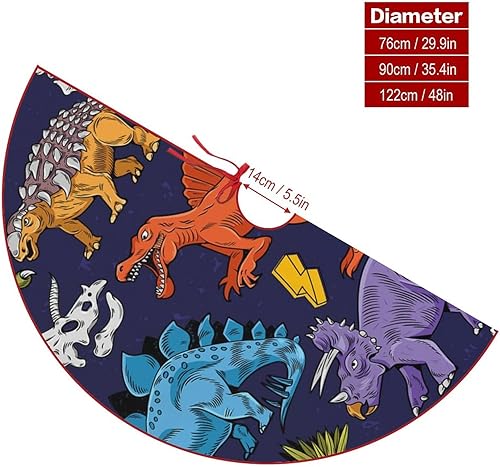 Miniatura 2 de Cartoon Dinosaur Christmas Tree Skirt Cute Xmas Tree Mat for Home Party Christmas Decorations 30"x30"