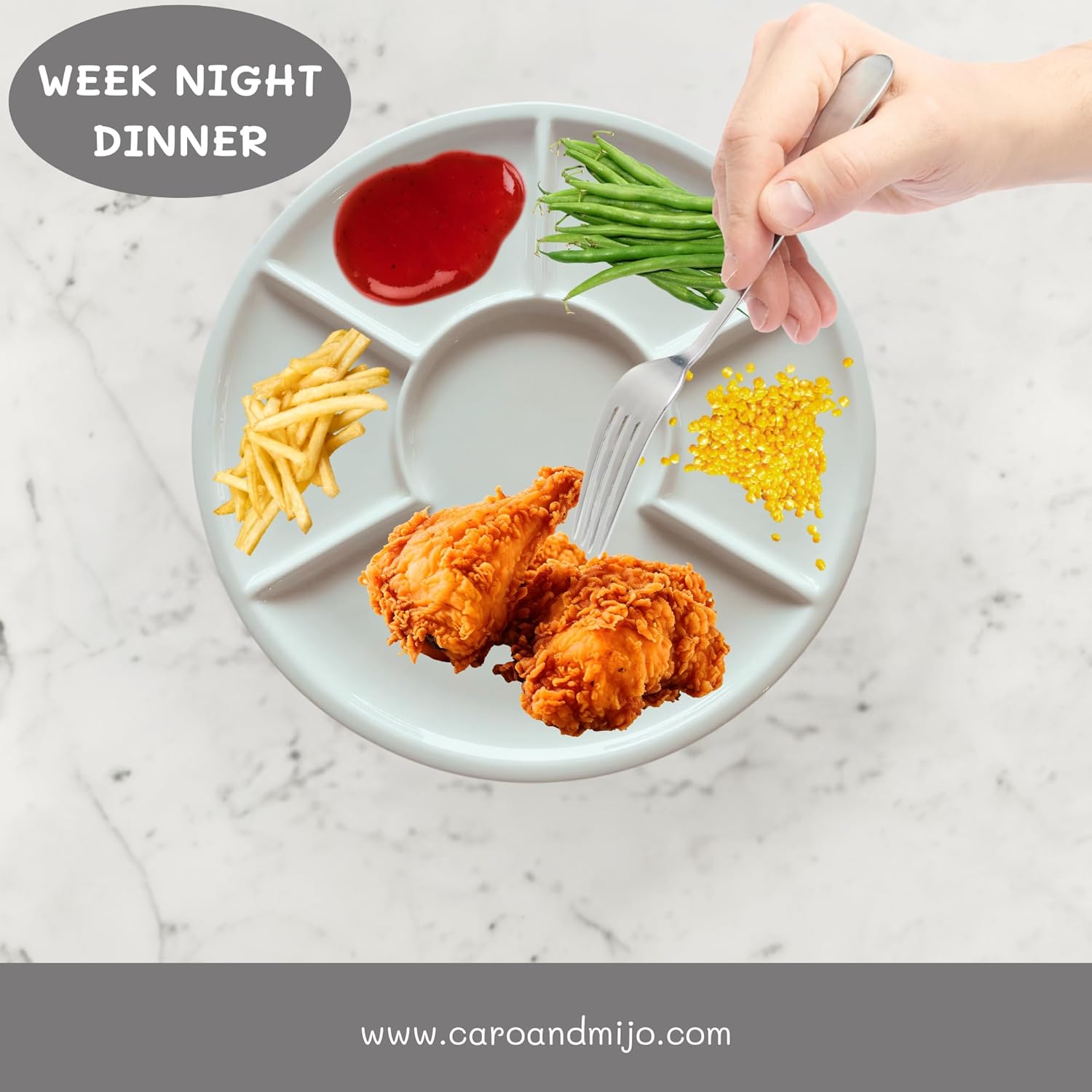 Fondue Set Plates (4), 9" Quality Round White Divided Ceramic Plates, Perfect addition to any fondue pot set or raclette grill, ideal gift for wedding and food enthusiast