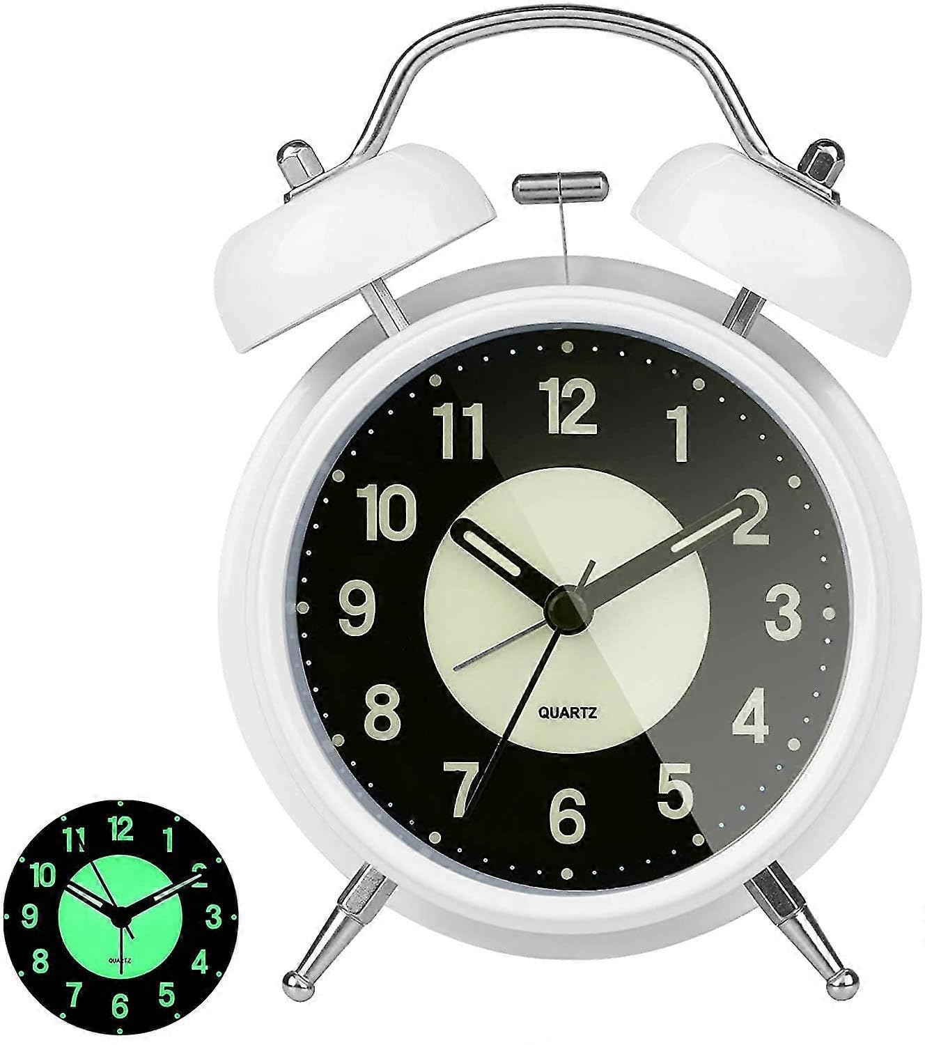 JOYHAPPST Retro Twin Bell Alarm Clock, Non Ticking Silent Bedside Alarm Clock With Backlight, Desk Clock