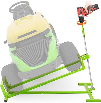 880Lbs Riding Mower Lift,Foldable Steel Jack,Telescopic & Dual-Handle,Green