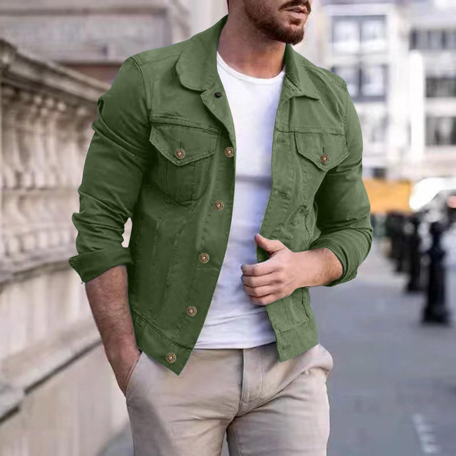 Giubbotto Jeans Uomo, Giubbotto Uomo Primavera, Mezza Stagione Autunnale Primaverile Giubbotto Collo Alto a Zip Giacca Cerniera Lampo Tempo Libero Casual Denim Giacca in Jeans Vintage Denim Jacket