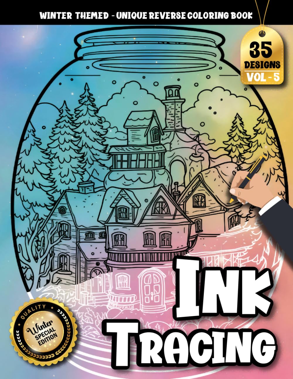 Ink Tracing Book For Adults: Cozy Winter Snow-Jar Scenes to Trace – A Calm Reverse & Watercolor-Style Stress Relief Coloring Experience for Adults (Cozy Winter Tracing series)