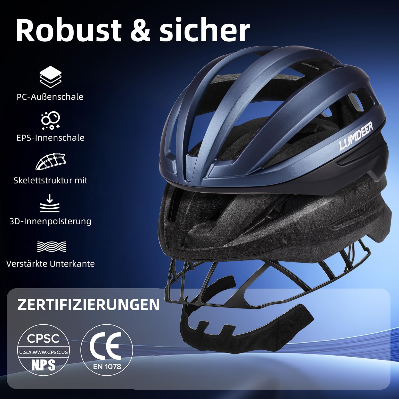 LUMDEER Matrix Fahrradhelm Erwachsene Rennradhelm Herren Damen Radhelm | Leicht & Starke Belüftung, 3D-Dämpfungssystem, CoreCage™ Technologie, Magnetverschluss, Modern Bicycle Helmet, Helm für Zopf