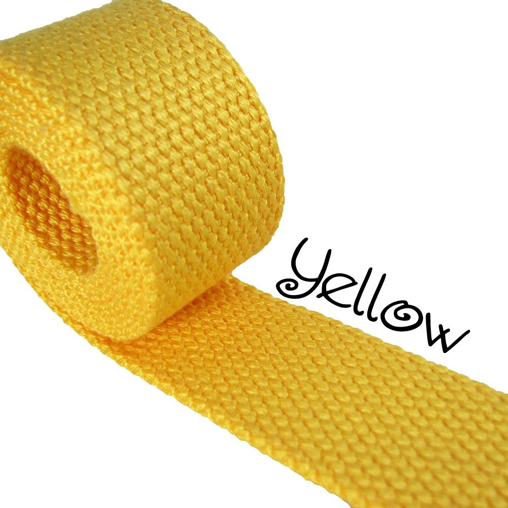 Yellow - Heavy Canvas Webbing Roll 1.25" for Key Fobs, Purse Straps, Belting (5 Yard Roll)