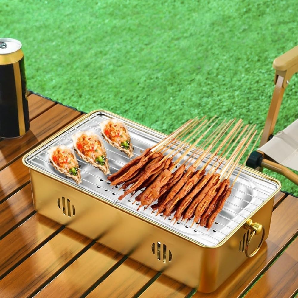 七輪 一人用 ステンレス製 角型 練炭コンロ 卓上 BBQ バーベキュー