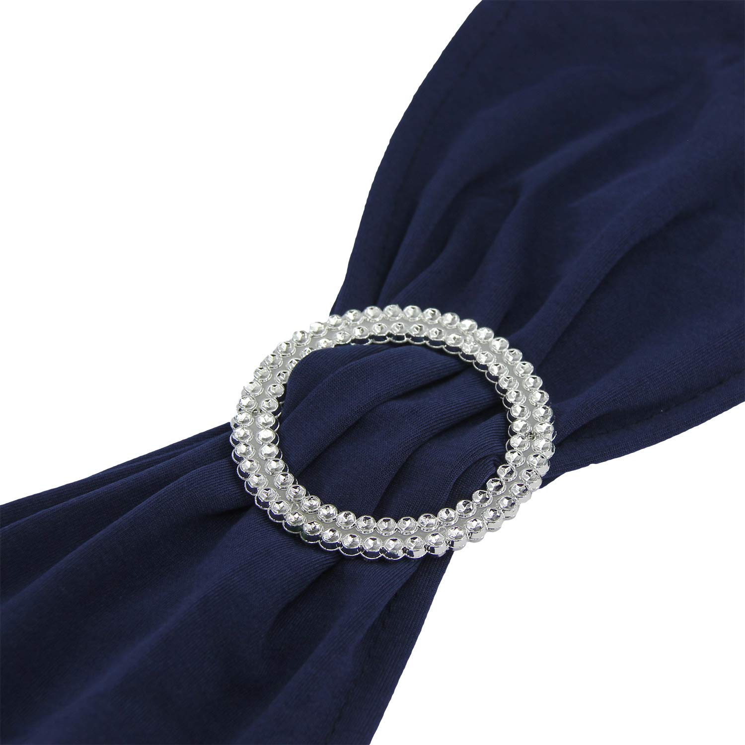 Welmatch Navy Blue Spandex Chair Bands Sashes 12 Pcs 