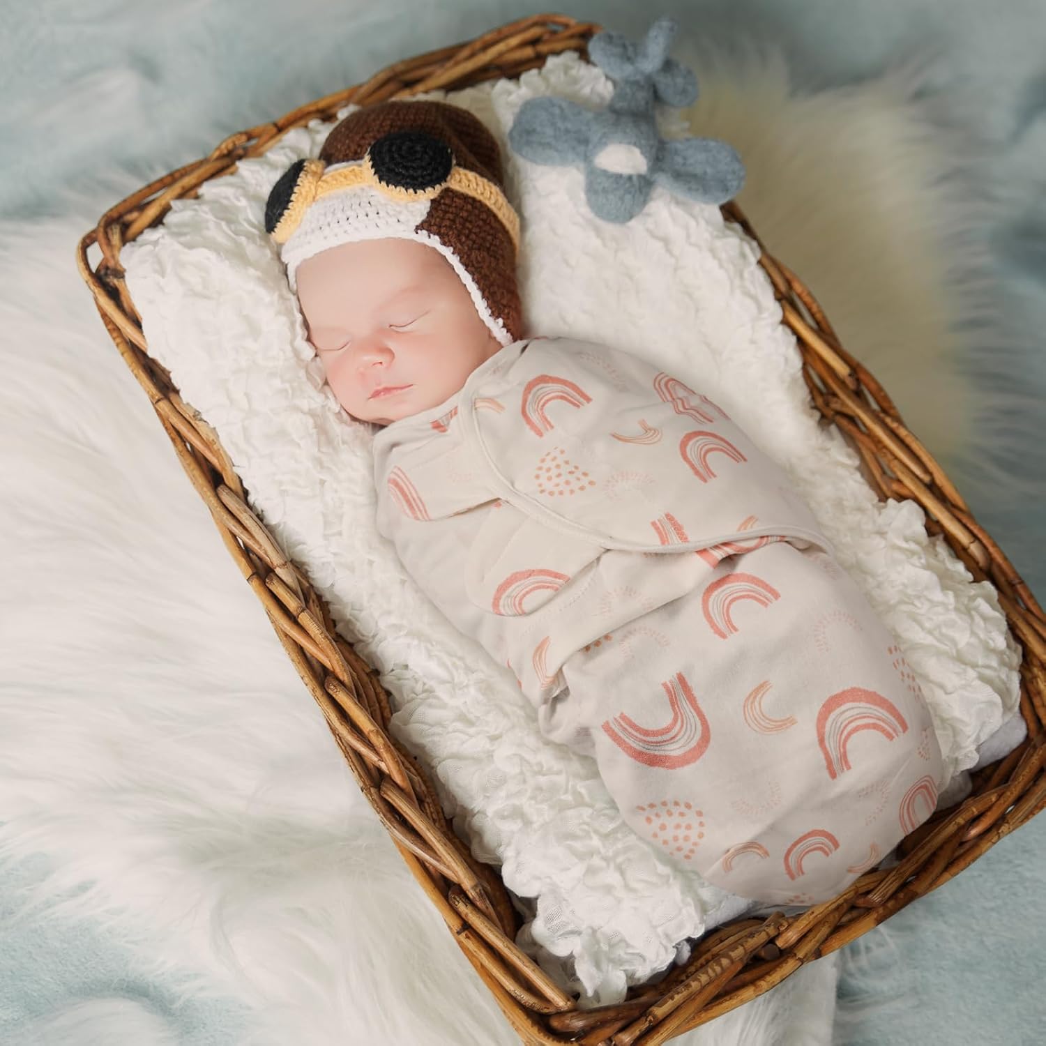 GLLQUEN BABY Swaddles for Newborn - 3 Pack Swaddle 0-3 Months, for Newborn Baby Boys and Girls, Soft Swaddle Blanket Wrap, Easy Change, Rainbow & Wave - Image 2