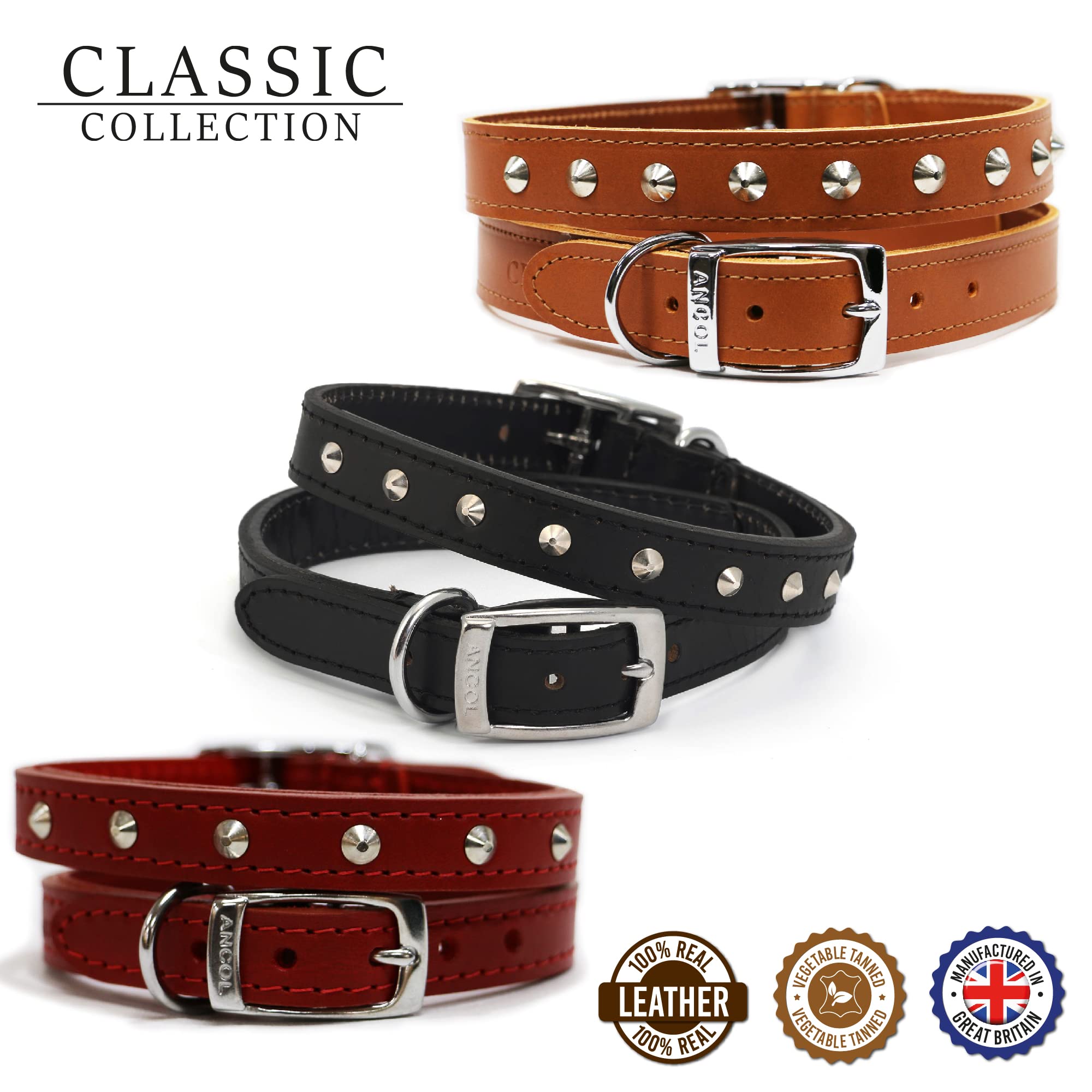 Ancol Heritage Leather Collar Red 39-48 cm Size 5