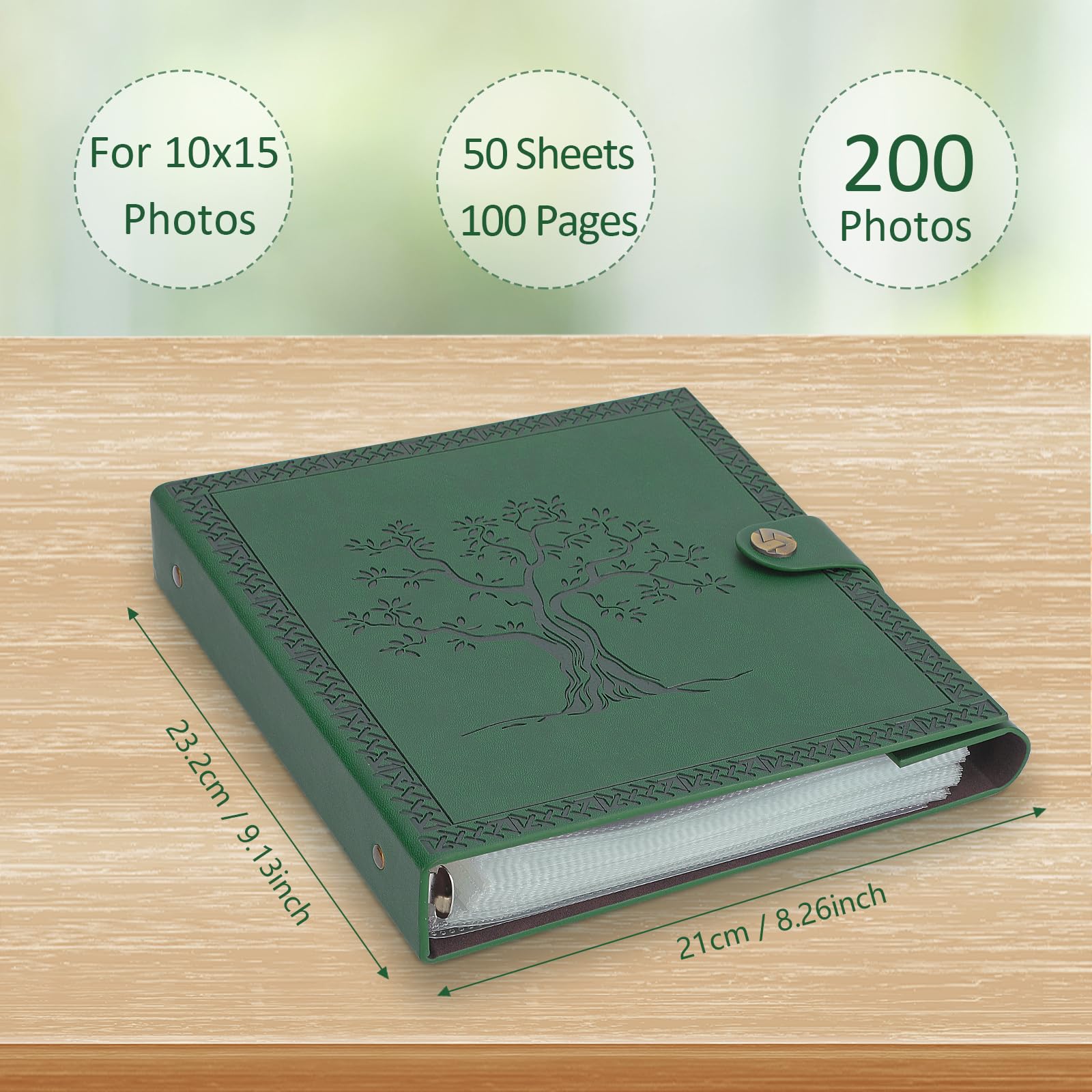 ZEEYUAN Photo Album 200 Photos Slip in 6x4 Leather Photo Book as a Gifts for Mum Dad and Grandpa and Grandma - Image 3