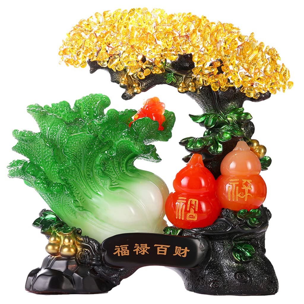 Office Feng Shui Decorations Shop Lucky Decoration Fortune Tree Decorations Living Room Accessories Gift Box Packaging (Color : Green, Size : 31x11x35cm)