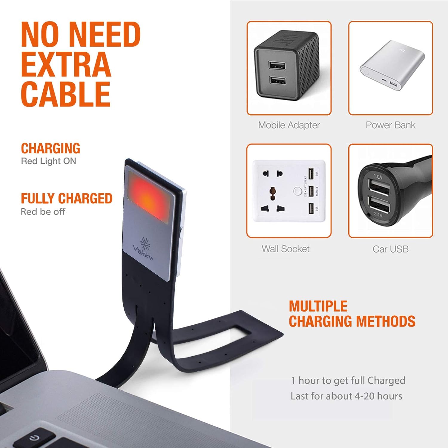 Vekkia Amber Bookmark Book Light, Blue Light Blocking Reading Light. 3 Colors ,stepless dimmable.1600K for Strain-Free，Rechargeable Battery with Built-in USB Cable,Perfect Gift for Bookworms : Everything Else