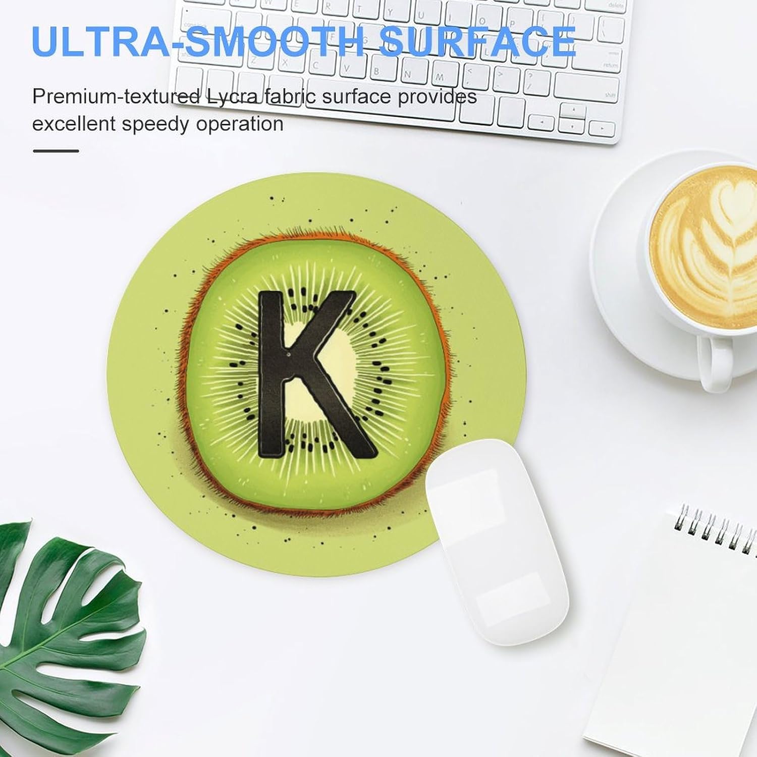 Kiwi Art Pattern Mouse Pad with Non-Slip Rubber Base Personalized Round Mouse Mat Nice and Cute Gaming Mousepad for Computers Home Office Desk Decor Accessories image 4