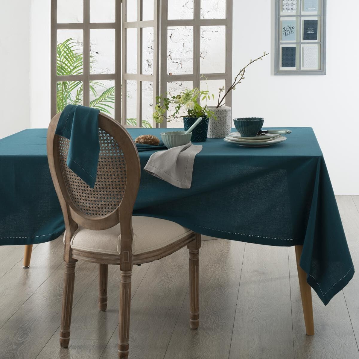 Atmosphera Servietten-Set Chambray – 4 Stück In Blaugrün, 40x40 Cm Aus Baumwolle