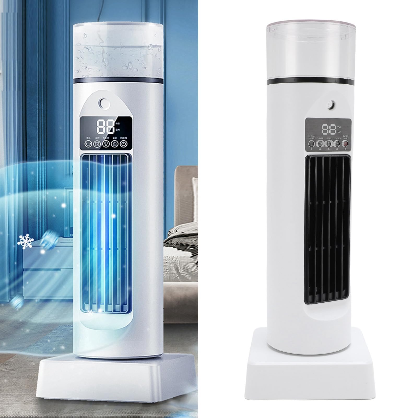 Ventilador de torre de mesa con control remoto, sin aspas, USB, silencioso, enfriador de aire, acondicionador, humidificador, 4 en 1, multifunción, para oficina, dormitorio,