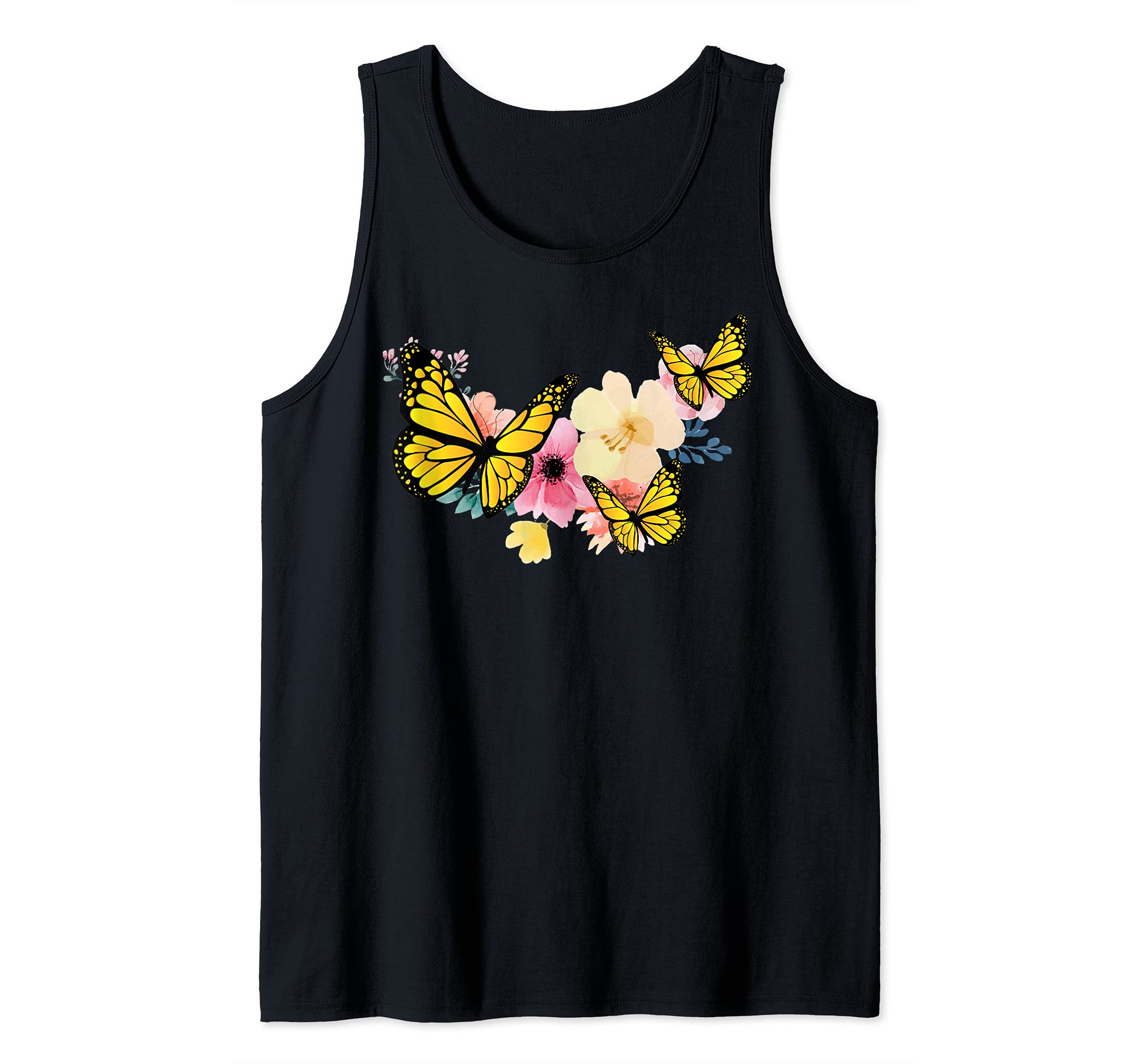 Flowers Butterfly Pet Tank Top, Black