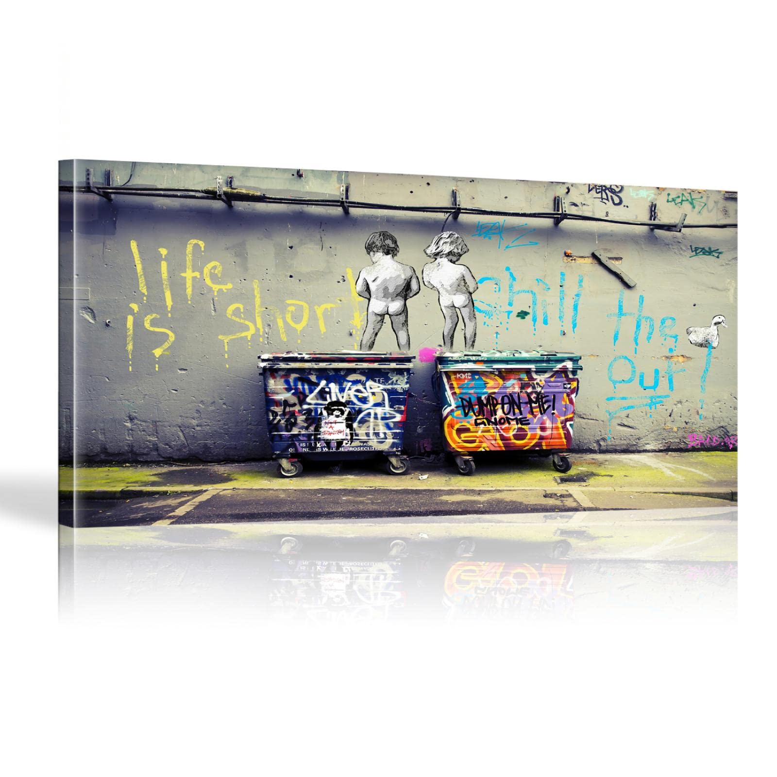 Banksy Graffiti Art lienzo abstracto pintura carteles e impresiones "Life Is Short Chill The Duck Out" pared lienzo arte decoración del hogar