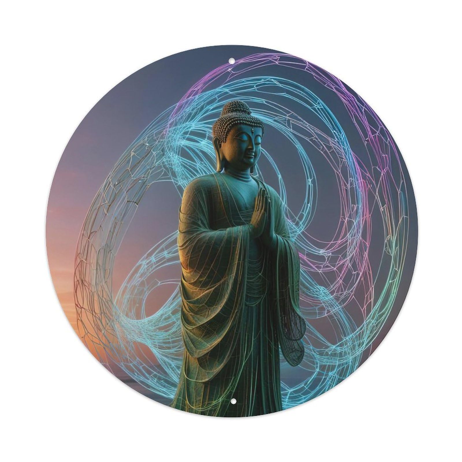 Buddhism Buddha Statue by The Sea Metal Tin Sign