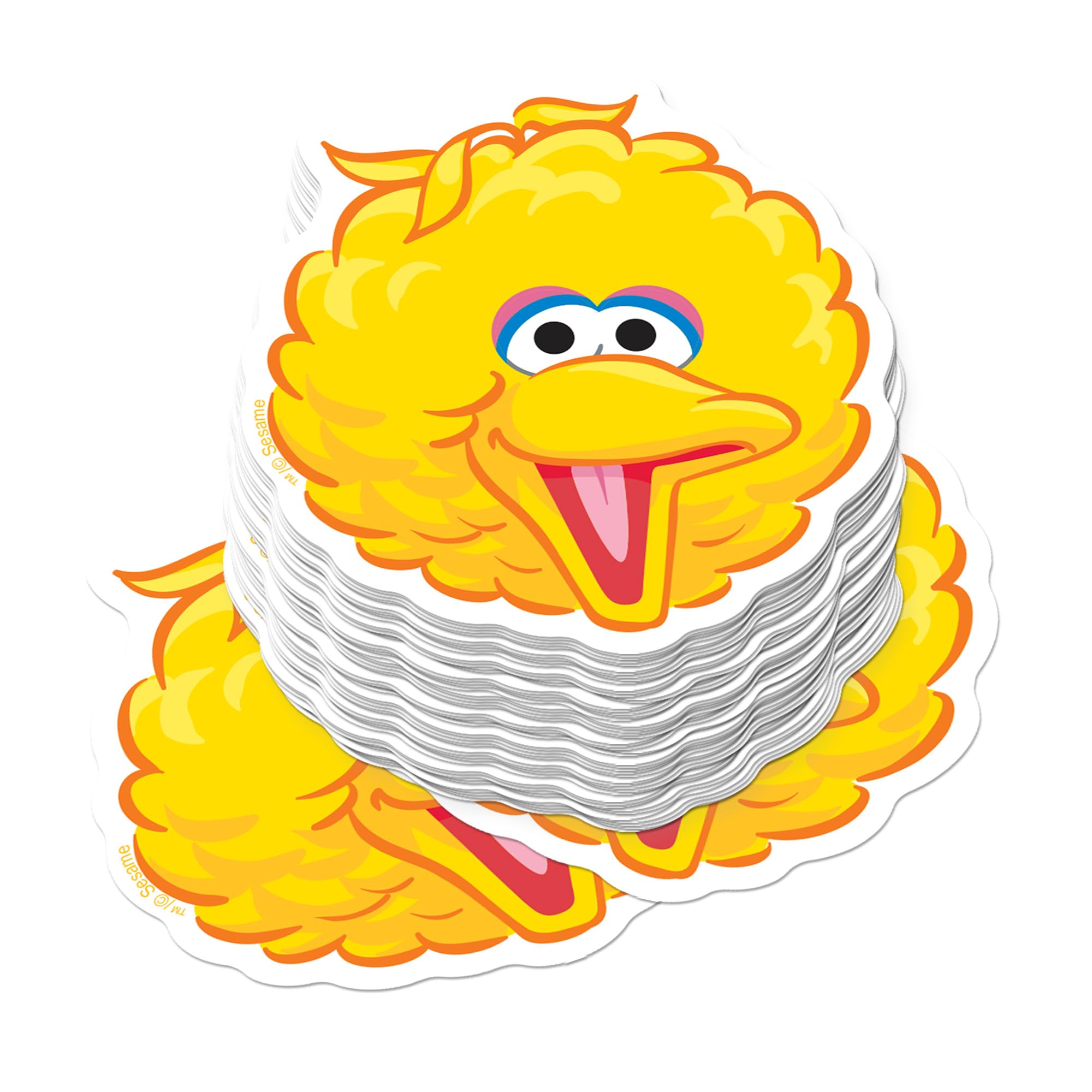 Sesame Street Big Bird Face 50ct Vinyl Large Deluxe Sticker Pack Stacked – Stickers for Laptops, Water Bottles, Scrapbooking, Skateboards, Indoor/
